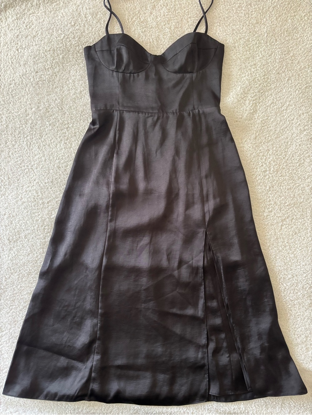 Aritzia Wilfred Black Satin Midi Dress Size 2 - Picture 6 of 14